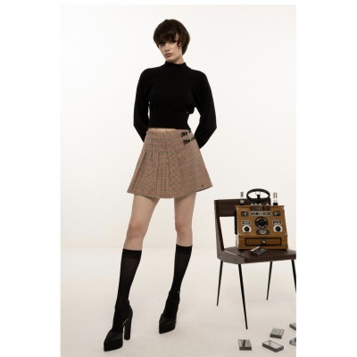 Brit trend: Pantagonna Pied De Poule corta con pieghe e...