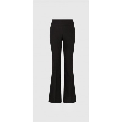 Pantalone in tessuto tecnico bistretch di linea a zampa con fascia alta in vita e zip dietro a vista