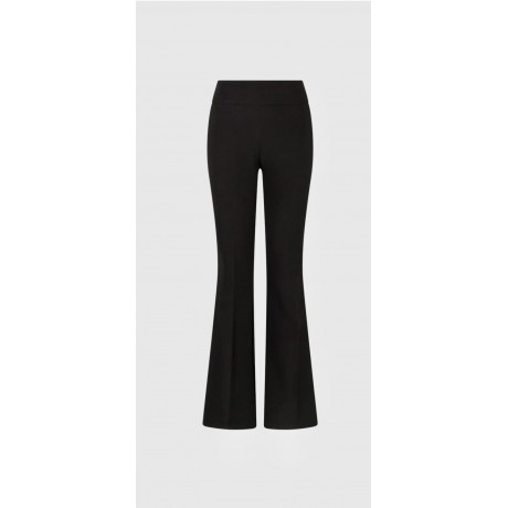 Pantalone in tessuto tecnico bistretch di linea a zampa con fascia alta in vita e zip dietro a vista
