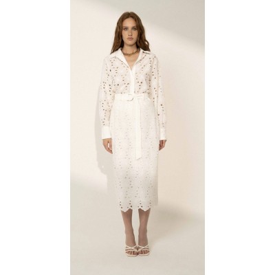 COMPLETO IN PIZZO SAN GALLO CHE UNISCE UN DESIGN SOFISTICATO CON UN TOCCO DI ROMANTICISMO..GONNA TUBINO VITA REGOLARE CON CAMICI