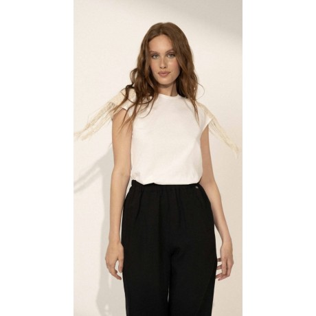 T.shirt con frange sulle spalle