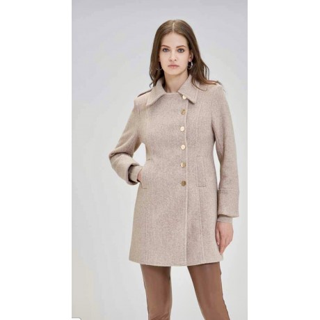 Cappotto corto in tessuto lurex con finitura brillanteDesign aderente con cuciture strutturateChiusura frontale con bottoni meta