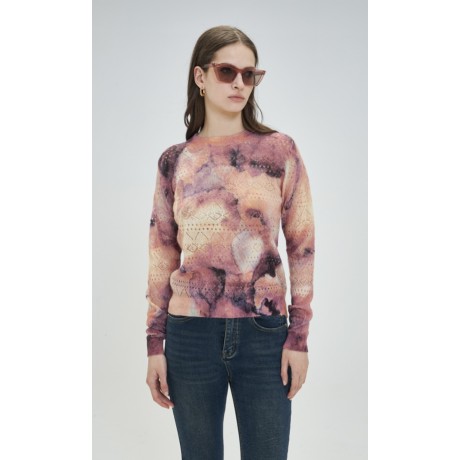 Maglione in lana e alpaca con stampa artistica.Design con collo rotondo classico.Maniche lunghe con vestibilità comoda.Tessuto l