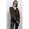Cardigan in mohair con stampa animalier.Design con scollo a V.Chiusura frontale con bottoni.Dettagli a costine su polsini e orlo