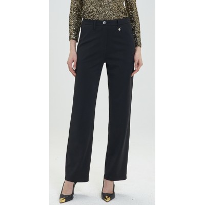 Pantaloni regular fit in punto Milano.Design a gamba dritta per una vestibilità comoda.Chiusura con zip e bottone frontale.Tasch
