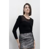 Maglione aderente in maglia con dettagli in tulle.Design con scollo rotondo e trasparenza sulla parte superiore.Maniche lunghe a