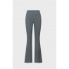 Pantalone a zampetta in tessuto tecnico bielastico con cinturino alto in vita e zip in metallo dietro