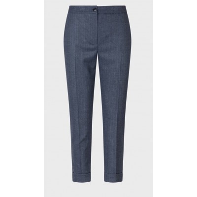 Pantalone newyork in poliviscosa gessato con tasche,allacciatura davanti e risvolto sul fondo