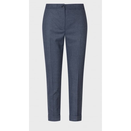 Pantalone newyork in poliviscosa gessato con tasche,allacciatura davanti e risvolto sul fondo
