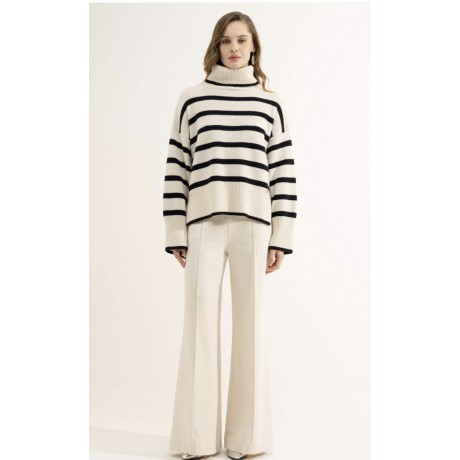 MAGLIONE  COLLO ALTO A RIGHE ORIZZONTALI