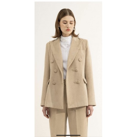 GIACCA DOPPIOPETTO BEIGE IN VELLUTO