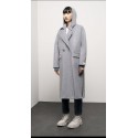 Cappotto grigio  lungo con cappuccio
