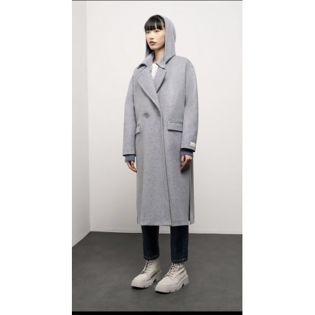 Cappotto grigio  lungo con cappuccio