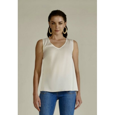 Blusa in raso con scollo a V