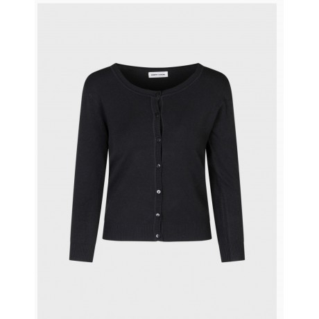 Cardigan Beliz basico in viscosa con scollo tondo e manica 7/8