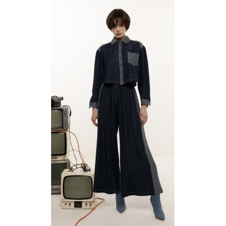 Pantalone in denim chambray