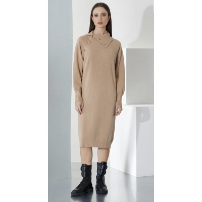 Tessuto principale contenente fibre naturali riciclateAbito dolcevita lungo in maglia misto lanaLinea drittaCollo alto con botto
