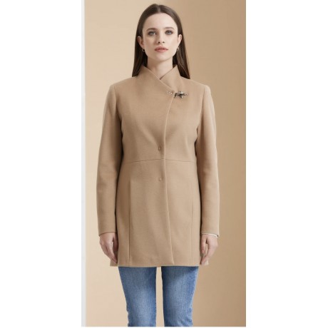 Cappotto midi con chiusura alamaro velour,con tasca a filo